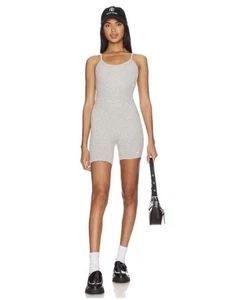 Alo Yoga Seamless Ribbed Mellow Romper One-Piece Athletic Heather Grey XS - Picture 1 of 8