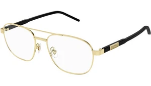Authentic Gucci Eyeglasses GG1800O 001 Gold / Black Full Rim Pilot Glasses 56MM - Picture 1 of 4