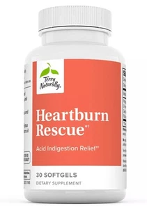Terry Naturally Heartburn Rescue, Acid Indigestion Relief Supplement 30 Softgels - Picture 1 of 7