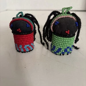 2 Ndebele Beaded Doll South African Ornaments - Picture 1 of 8