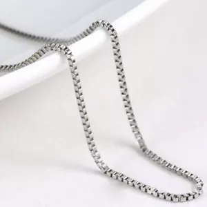 Necklace Bracelet 925 Sterling Silver Box Chain 1 mm 2mm 4mm 16" - 24" Men Women - Picture 1 of 24