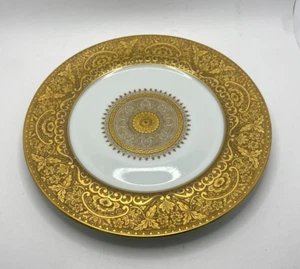 Vintage B & C Limoges Frankreich Gold verkrusteter dekorativer Teller 10,5 Zoll - Bild 1 von 9