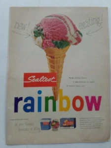 Cono de helado con sabor arco iris Sealtest 1953 en fuente o tienda anuncio vintage - Imagen 1 de 1