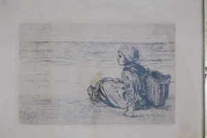 Israëls, Jozef 1827-1911 Radierung Scheveninger Mädchen am Strand  - Bild 1 von 12