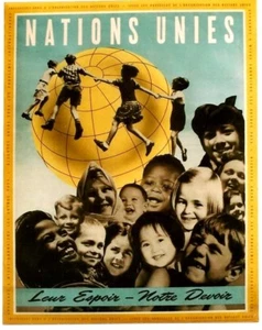 Original vintage poster KIDS HOPE - OUR DUTY UN GLOBE c.1950 - Picture 1 of 1