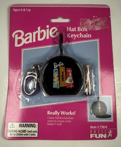 Barbie Keychain Hat Box with Mini Barbie by Basic Fun 1999 #728-0 New in Package - Picture 1 of 16