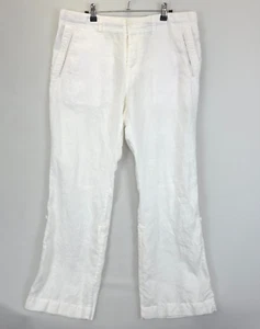 INC International Concepts Linen Ramie Pants Roll Tab Men 34x30 White Button Fly - Picture 1 of 15