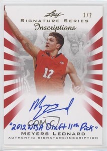 2012 Leaf Signature Series Inscriptions Red /2 Meyers Leonard Rookie Auto RC