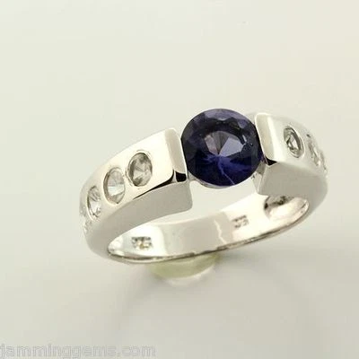 CLEARANCE Sterling Silver Accented Simulated Tanzanite Ring - Image 1 of 2
