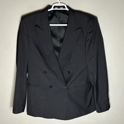 14 SAVILE ROW 42R DOUBLE-BREASTED SUIT JACKET/BLAZER WOOL BLEND BLACK STRIPE - Image 1 of 4