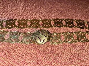 Brass Chunky Vintage Link Belt With Buckle Unique 34โ Retro ๐บ Handsome - Picture 1 of 19
