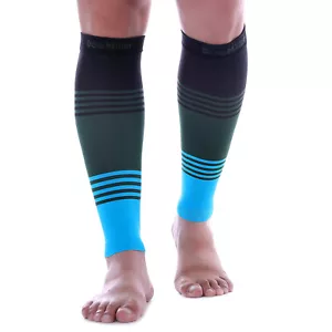 Doc Miller Calf Compression Sleeve 1Pair 20-30mmHg Varicose Veins BLACK/GRN/BLUE - Picture 1 of 8
