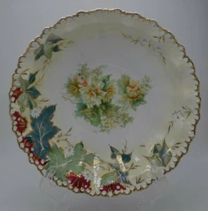 Silesia Tillowitz RS GermanyRed Mark Porcelain Floral Serving Bowl 9 1/4" - Picture 1 of 10