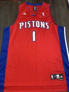 Adidas Detroit Pistons Chauncey Billups Authentic Red NBA Sewn Jersey 2XL - Picture 1 of 9