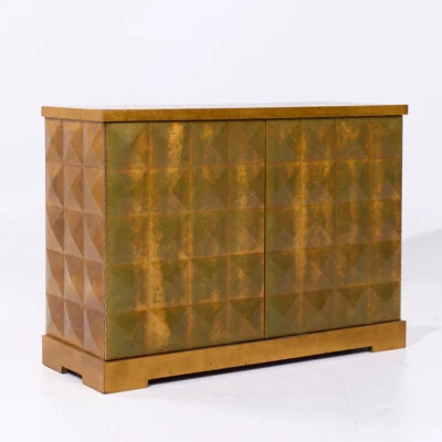 Barbara Barry para Baker Mid Century Diamante Hoja de Oro Gabinete Credenza Foto 1 de 4