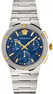 Versace VEZ900221 Greca Logo Chrono blau gold silber Edelstahl Herren Uhr NEU - Bild 1 von 5