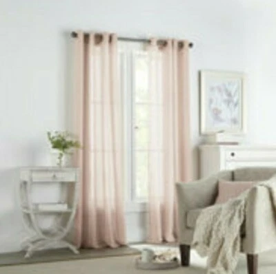 (1) Linden Street Brooke Pink ROSE Sheer Grommet Curtain 50x84 JCPENNEY 7312572 - Image 1 of 4