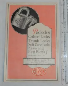 1920s Corbin Lock Company Padlocks Locks Keys More Folding Advertising Brochure - Picture 1 of 12