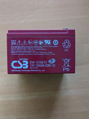 Batteria al piombo CSB EVH12150 F2, Batteria ciclica 12V 15Ah faston 6,3mm