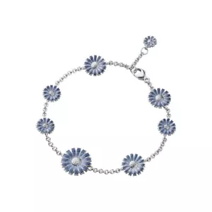 Georg Jensen. Sterling Silver 8 Flower DAISY bracelet with blue Enamel. - Picture 1 of 1