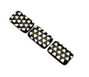 10 pcs Black Rectangle Beads Czech Pressed Glass Labrador Metallic Print 18mm - Picture 1 of 3