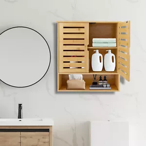 Gabinete de almacenamiento de pared de bambú moderno estantes de pared para decoración de paredes - Imagen 1 de 23
