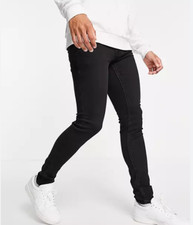 Jack&Jones Liam Skinny Jeans Mens Black Size UK 32W 34L #REF22