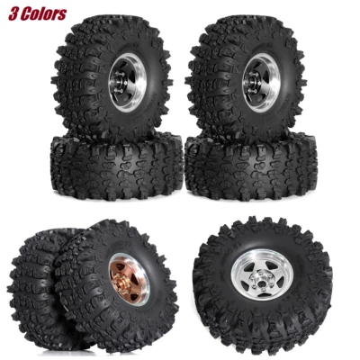 4pcs RC 1/10 118mm 1.9 Tires w/ Hex 12mm Wheels For Rock Crawler Truck Upgrade - Image 1 of 4