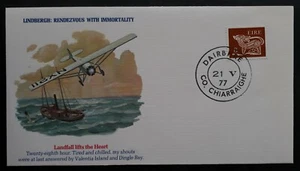 1977 Ireland Lindbergh Rendezvous Cover ties 8p stamp cd Valentia Island - Picture 1 of 2