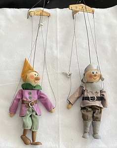 Masek Marionettes (Czech) 2 Puppets 8 Inch Soldier & Clown XLNT Condition - Picture 1 of 5