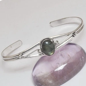 Good Look Labradorite Gemstone 925 Sterling Silver Handmade Bracelet Cuff RM-25 - Picture 1 of 5