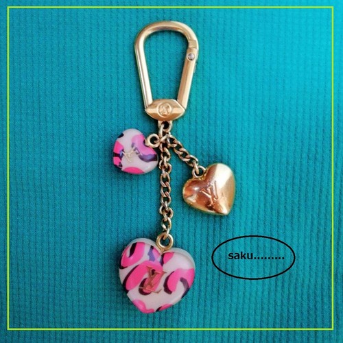 LOUIS VUITTON（LV） LOUIS VUITTON Portachiavi catena Portachiavi Ciondolo Borsa ORIGINALE Broncorallo Leopardo Cuore Oro