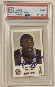 1968 Jack In The Box ELVIN HAYES Signed Rookie Basketball Card PSADNA AutoGrade9
