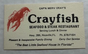 Crayfish Seafood & Steak Restaurant Business Card Niceville, FL. Business Card - Picture 1 of 2