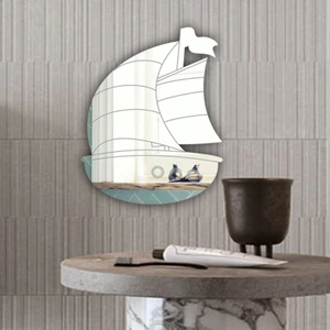 Badezimmer Waschtisch Acryl Spiegel Bootsform bruchsicher Wanddeko kein Selbermachen - Bild 1 von 5