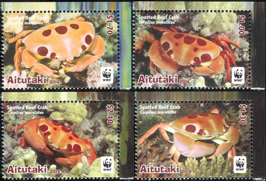 Aitutaki 2014 WWF/Reef Crab/Marine Animals/Nature/Crustaceans 4v set (b6548p) - Image 1 of 1