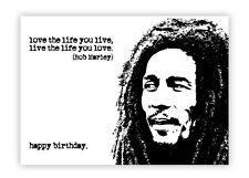 Bob Marley Birthday Card .Music card. Personalise it! Black and white. Choice of