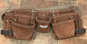 AWP Tool Rig Bag Leather ~ Belt Brown General Construction Flip Pocket ~ 1L-494 - Picture 1 of 10