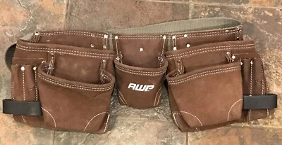 AWP Herramienta Plataforma Bolso Cuero ~ Cinturón Marrón Construcción General Bolsillo Abatible ~ 1L-494 Foto 1 de 4