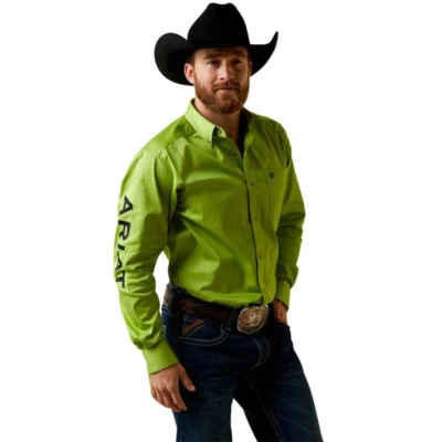 Ariat Men's Team Logo Twill MACAW Green FITTED Shirt 10042169 - Image 1 of 3