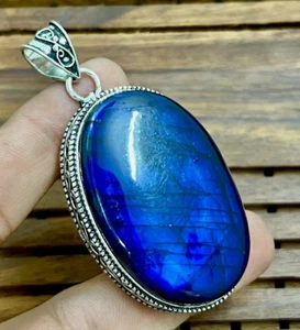 Labradorite Simulated Gemstone 925 Sterling Silver Handmade Jewelry pendant2.15" - Picture 1 of 10