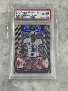2020 Panini Obsidian Rookie Auto KJ HAMLER Red Electric Etch 5/5 PSA 10 GEM MINT - Picture 1 of 2