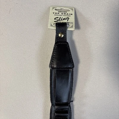 Vintage New Saddle Mate Black Leather Rifle Sling Made In USA - Image 1 of 4