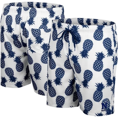 Men's Colosseum White Navy Midshipmen Pineapples Swim Shorts - Image 1 of 3