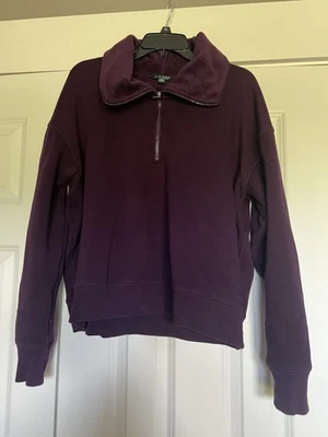Sudadera Pullover Lauren By Ralph Lauren Púrpura 1/4 Cremallera Agujeros para el Pulgar Talla XL Foto 1 de 4