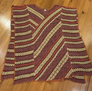 Peruvian Connection Kaftan Damen L/XL Kimono Häkel Boho Kleid Rost Lila Neu mit Etikett - Bild 1 von 12