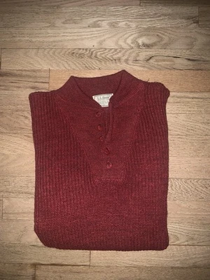 Vintage L.L. Bean High Trek Yarn Henley Sweater Sz L Deep Red Made In USA - Image 1 of 4