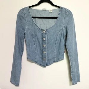 Camisa corsé recortada Levis Light Wash Denim Daryn Western Milkmaid talla XS - Imagen 1 de 6