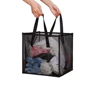 Laundry Bags Hamper with Handles Portable &Collapsible Dirty Clothes Mesh Basket - Picture 1 of 7
