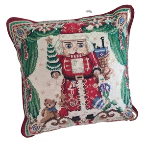 "Almohada de punta de aguja de Navidad Katha Duddel Cascanueces Lana/Terciopelo 14,5"" Sin usar" - Imagen 1 de 8